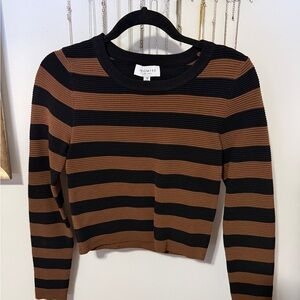 Promise Black and Brown Striped Long Sleeve Top